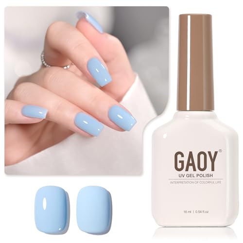 GAOY Light Blue Gel Nail Polish 16ml Soak Off Gel Polish UV Light Cure for Nail Art DIY Manicure at Home 2448 Calm Breeze