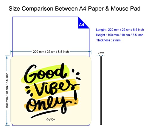 Image of Craft Qila Good Vibes Motivational Mouse Pad for Laptop Computer (8.5 x 7.5 Inches)