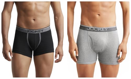 Image of Jockey 8009 Men's Super Combed Cotton Rib Solid Boxer Brief with Ultrasoft Waistband (Pack of 2)