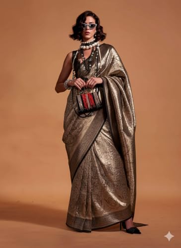 Image of SWORNOF Women's Banarasi silk Saree With Unstitched Blouse Piece