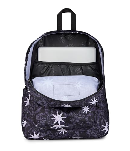 Image of JanSport SuperBreak Plus Backpack with Padded 15-inch Laptop Sleeve and Integrated Bottle Pocket - Spacious and Durable Daypack for Work and Travel, Castle Tapesty Black /Charcoal /Silver