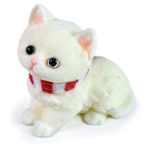 Handmade Taba Squishy Cat - Realistic Silicone Fidget Toy, Ultra-Soft Mochi Sensory Stress Relief, Cute Animal Anxiety Companion (White Cat)