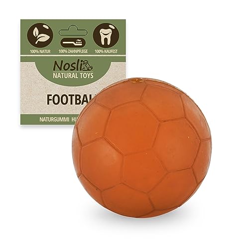 Nosli Natural Toys Football • Premium Hundeball aus 100% Naturkautschuk • Zahnpflege Kauspielzeug für Hunde • Wurfball für kleine & große Hunde • Hundespielzeug Ball • Spielball (S)