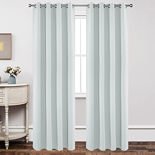 Joydeco White Curtains 95 Inches Long 2 Panels Set, Thermal Insulated Long Curtains& Drapes 2 Burg, Room Darkening Grommet Drapes for Living Room Bedroom Window (W52 x L95 Inch, Greyish Whit