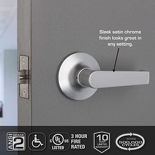 Image of BRINKS Commercial - 4-Pack Light Duty Passage Door Lever, Satin Chrome Finish - Meets ANSI Grade 2 Standards and is ADA Compliant