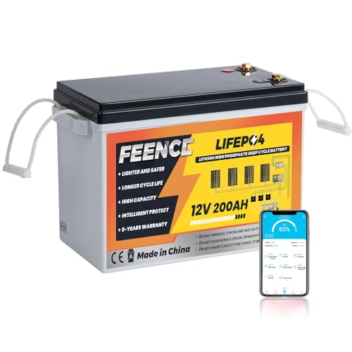 FEENCE MINI 200ah Lifepo4 12v Lithium Batterie mit Bluetooth 200A BMS, Autobatterie, Lithium Batterie 12v 200ah, 2560Wh Lastleistung für Wohnmobile, Boat,Solaranlagen,Marine, Trolling Motor, Camper FEENCE MINI 200ah Lifepo4 12v Lithium Batterie mit Bluetooth 200A BMS, Autobatterie, Lithium Batterie 12v 200ah, 2560Wh Lastleistung für Wohnmobile, Boat,Solaranlagen,Marine, Trolling Motor, Camper