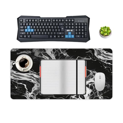 Desk Pad Grande Mármol Negro y Blanco Impermeable miniatura 4