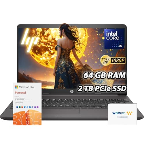 Image of HP 250-G9 Flagship 15.6 inch Laptop - Special Business Edition w /Microsoft Office 365-64GB RAM | 2TB SSD - Intel Core i5 10-Core Processor - 15.6 inch FHD - Wi-Fi 6 - Win 11 Pro - w /WOWPC Recovery USB