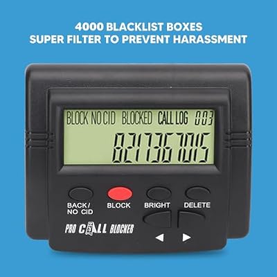 Caller ID Box, Call Blocking Device, Brightness Adjustable Dual Plug Design ABS Call Blocker, 2000 Groups Convenient with LCD Display for Landline