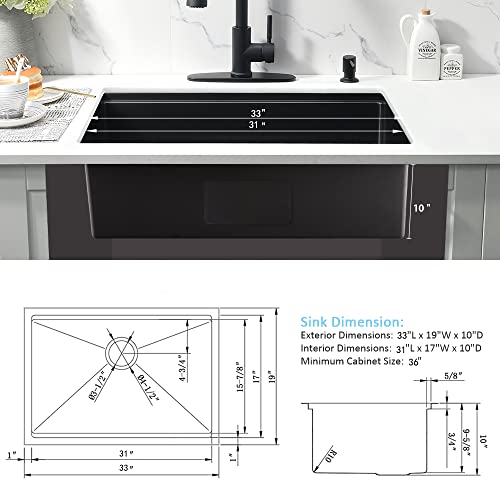 Bokaiya 33 Inch Black Undermount Kitchen Sink Workstation-Bokaiya 33X19 Undermount Workstation Sink 16 Gauge Deep Stainless Steel Single Bowl Kitchen Sink Undermount With Cutting Board thumb #7
