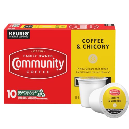 Image of Community Coffee Coffee and Chicory K-Cups, Medium Dark Roast, 10 Count (Pack of 1)