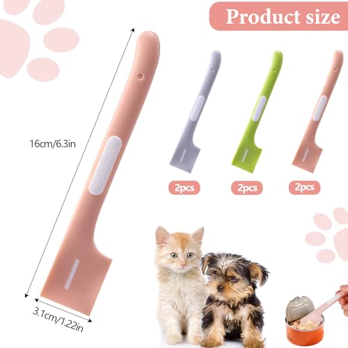YTSMFL 6 Stück Katzenfutter Löffel, Futterlöffel Katze Dosenlöffel Tierfutterlöffel Silikon Tierfutter Dosenlöffel Mischlöffel Tierfutter Katzen Löffel Lang