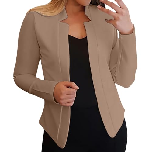 Mujer Y Abrigo Chaqueta de Traje Casual de Manga Larga Versátil Europea y América Chaqueta de Trabajo de Trabajo Delgada Chaqueta de Traje Anorak Mujer Talla 50 (Café, XXXXL)