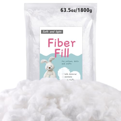 Image of LOKUNN 3.97lb /1800g Polyester Fiber Fill, (2.12oz~3.97lb) Stuffing Pillow Filling Stuffing Cushion Filling, Batting High Resilience Fill Fiber for Stuffed Animals /DIY Crafts (White)