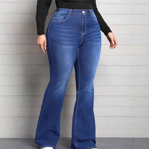 Plus Size Flared Jeans for Curvy Women High Waisted Stretchy Boot Cut Trendy Denim Jeans2