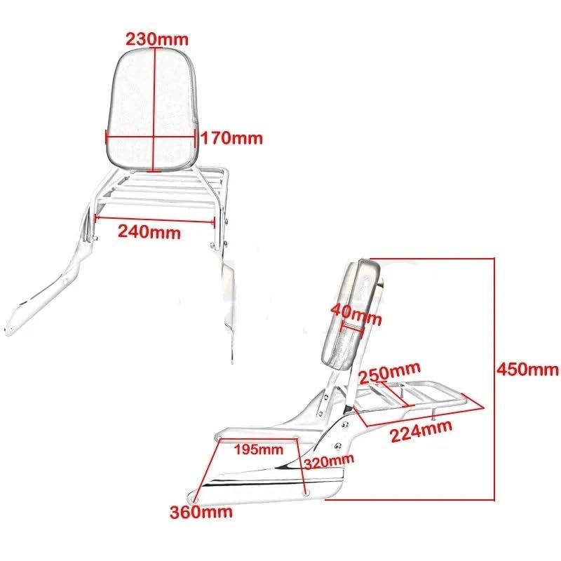 Dossier avec Coussinet en PU et Support Bagages de Qualité pour Shadow VT