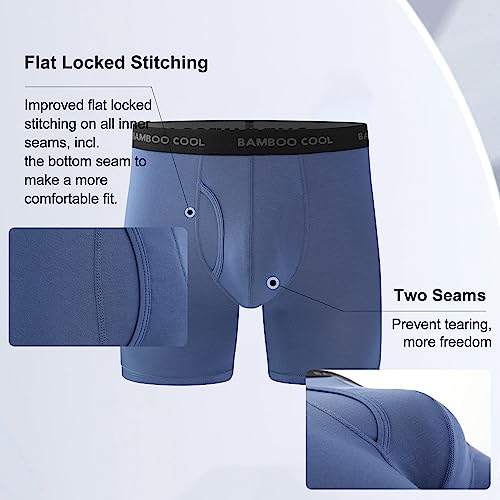 Image of BAMBOO COOL Men's Ultra Breathable Underwear,No Riding Up Boxer Briefs with ComfortFlexible Waistband,Multipack