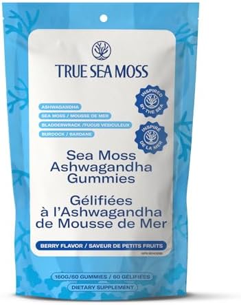 Ashwagandha Gummies with Sea Moss, Burdock Root & Bladderwrack – Adaptogenic Superfood Complex – Vegan, Non-GMO, Gluten-Free – Stress Support, Natural Energy & Wellness – 60 Gummies, Made in USA
