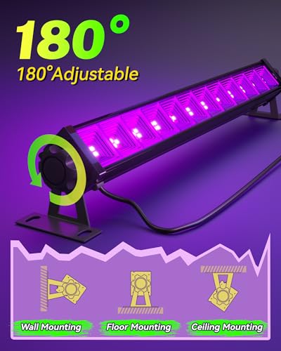Image of 6 Pack 42W LED Black Light Bar, Blacklight with 6FT Cord+Switch+Plug, Glow in The Dark Black Lights Party Supplies for Halloween Decorations, Fluorescent Poster, Body Paint, Classroom, Bedroom