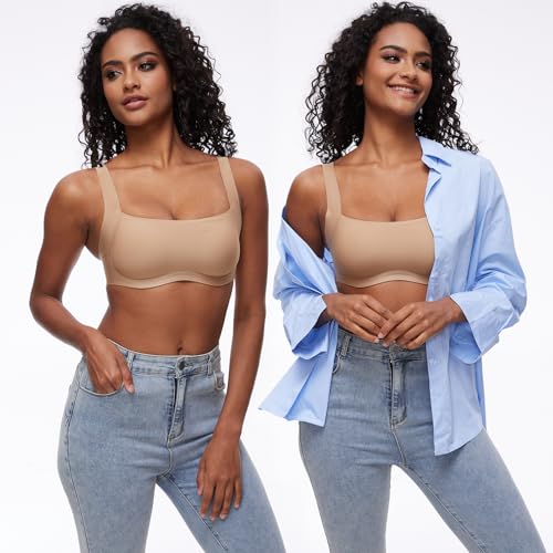 Square Neck Seamless Bralette Wireless Bra for Women - No Show Push-Up With Padding Lift - Scoop Neck2