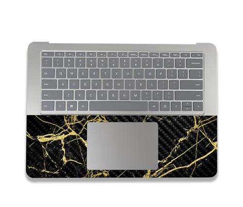 Image of MightySkins Carbon Fiber Skin Compatible with Microsoft Surface Laptop Studio 2 (2023) Full Wrap Kit - Black Gold Marble | Protective, Durable Textured Carbon Fiber Finish | Made in The USA