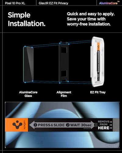 Image of Spigen EZ Fit Privacy Tempered Glass Screen Protector Guard for Pixel 10 Pro XL /Pixel 9 Pro XL [2 Pack]