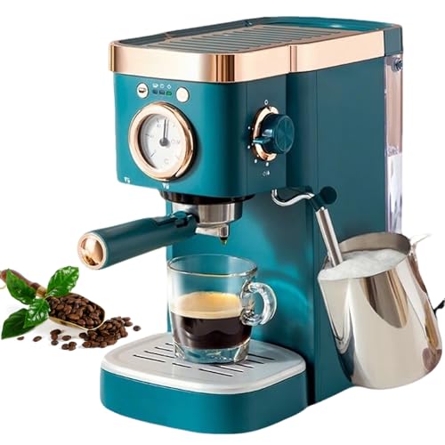 Máquina de café espresso de 20 barras de grano a taza con espumador de leche a vapor, potencia de 1050 W, tanque de agua extraíble de 1,2 L, diseño semiautomático compacto para elaboración casera