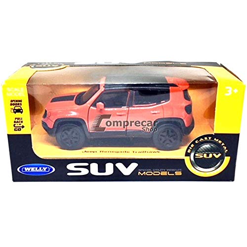 Jeep Renegade Trailhawk Pull Back 1/32 Welly Laranja
