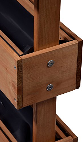 dobar® 58525e Vertikales Blumenbeet Dreistufig | Vertikales Hochbeet mit 3 Pflanzkästen | Vertikalbeet für Garten/Terrasse/Balkon | Blumentreppe inkl. Pflanzfolie | 49,5 x 30 x 78 cm | Braun