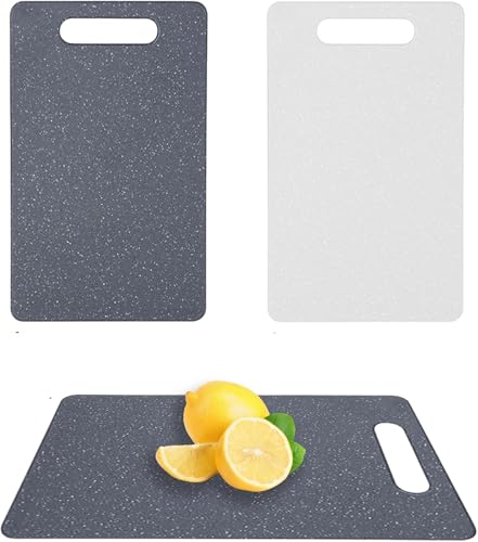 2 Pcs Mini Chopping Board Small Chopping Board Plastic Set Lightweight Cutting Board for Kitchen Camping Bar Compact Design with Non-Slip Surface Black and White Colors