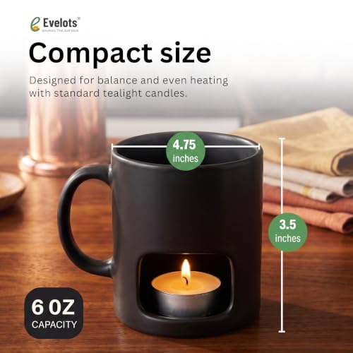 Image of Evelots Mini Fondue Pot Set - 4 Pack Ceramic Fondue Mugs for Chocolate, Cheese and Candy with 8 Forks and 16 Candles - Mothers Day Gifts for Mom, Romantic Date Night Gift - Black | Serve chocolate or cheese fondue for date nights, parties and Mother's Day; includes 4 mugs, 8 forks and 16 tealight candles.