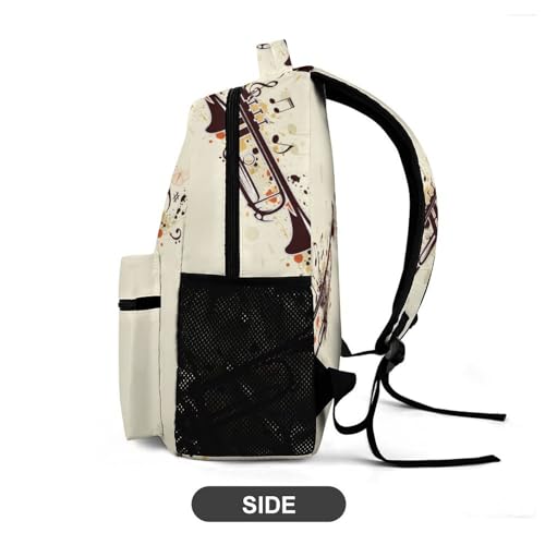 Trumpet And Notes Cute Backpack Travel Daypack Lightweight Back Pack with Pockets3
