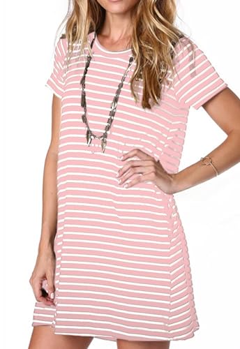 Image of Alaster Women's Casual Summer T Shirt Dress Loose Short Sleeve Tunic Dress with Pocket for Women