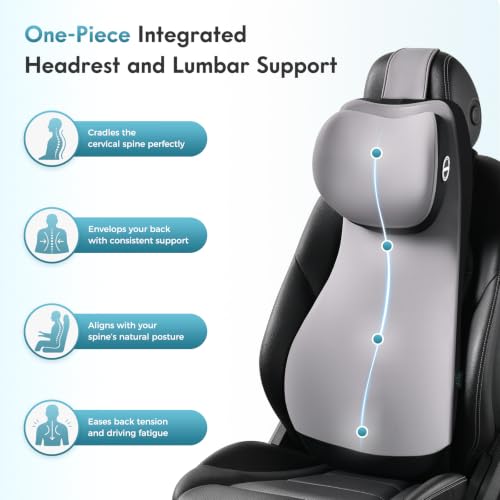Image of FLORICH Memory Foam Lumbar Support and Headrest Pillow for Car Ergonomic Integrated Widened Design Head Neck Lumbar Support Breathable Washable Cushion for Car Truck Seat Long Driving Back Pain Relief