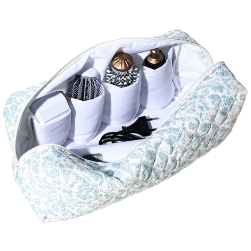 Bolsa de viaje para herramientas para el cabello bolsa para secador de pelo de gran capacidad organizador floral portátil con cremallera para rizador plancha y accesorios de peinado