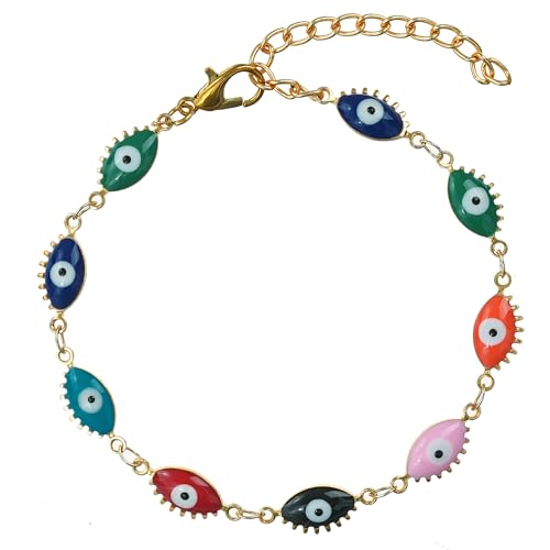 Image of eCraftIndia Evil Eye Design Bracelet Rakhi with Best Bro Ever Fridge Magnet | Rakhi for Brother Bhai | Roli Chawal Pack