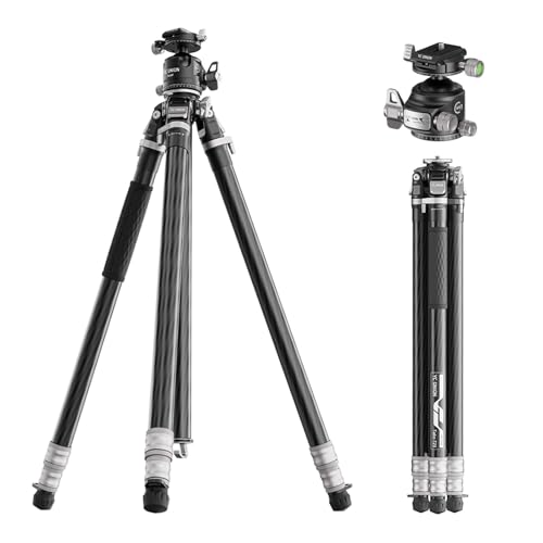 YC Onion Tako T23 tripé de fibra de carbono com cabeça de bola BF44 - libertação rápida de um flip, carga 10 kg, altura máxima 1825 mm, uniões à prova de pó | fotografia de ângulo baixo/macro