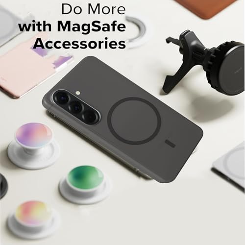 Image of Compatible for Samsung Galaxy A57 5G Translucent Hard Back | Only Compatible with Wireless Magnetic Accessories | Thin and Slim Magnetic Back Cover (Black)