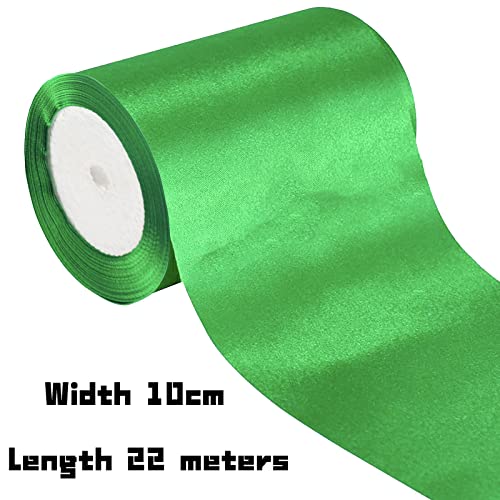 POPOYU Wide Thick Green Ribbon 10CM for Gift Wrapping,23M 4Inch Big Satin Xmas Large Bow Car Christmas Crafting,Bouquets,Wedding Car,Presents,Cake Decorations - Image 2