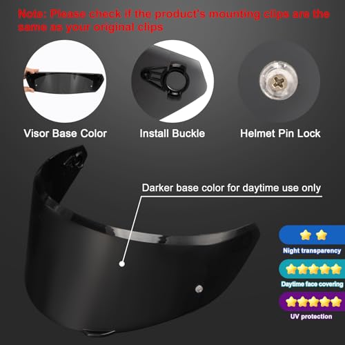 Image of PSLER Helmet Visor for K3 DOT(E2206),Only for S /M /L Size,Deep Black