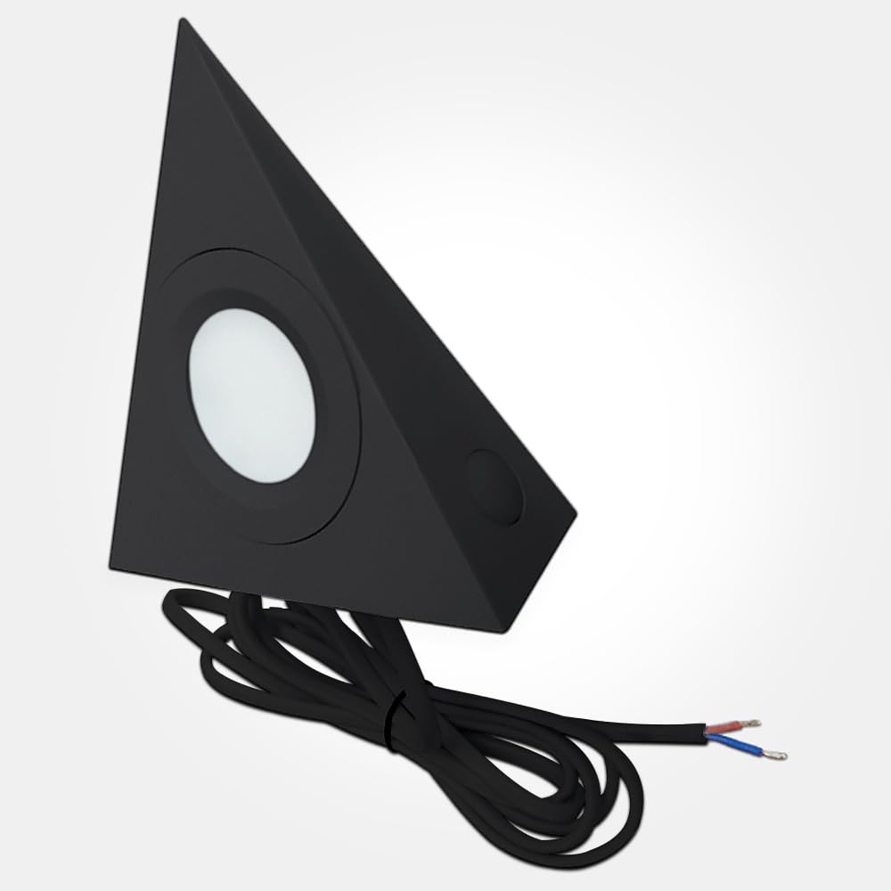 LED Pressed Steel Matte Black Under Cabinet Triangular Light | 2W 200lm CCT Colour Selectable | Kitchen Lighting | 240V (1)
