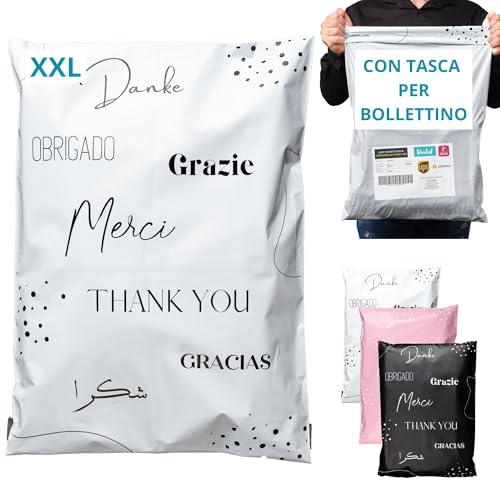 👕 [20 BUSTE TAGLIA XXL IDEALI PER LE TUE SPEDIZIONI VINTED] - Misurando 60x45cm, le nostre buste hanno anche una patta di 5cm e una tasca per il bollettino di spedizione. Le nostre buste ti consentiranno di spedire vestiti, scatole, scarpe, cartoni, riviste, borse e altri prodotti non fragili. Resistono a un peso massimo di 3 kg. Sono SENZA ODORE e possono essere facilmente conservate. Puoi persino usare le nostre buste postali come confezione regalo o per ringraziare in diverse occasioni.