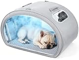 Pecute Cooling Dog House, with Cooling Mat for Small Dogs, Indoor Cat Bed with Insulation and 6 ice Packs Cooling for Cat and Dog, Foldable Outdoor Cat House for Hot Summer Days, L, Gray