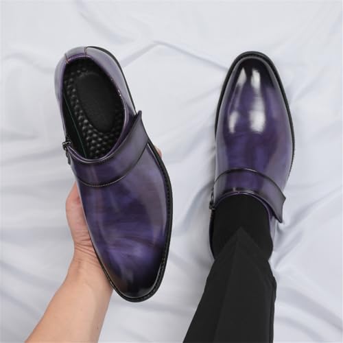 Men's Leather Slip On Adjustable Monk Strap Dress Loafer Shoes Classic Low Top Non Slip Round Toe Business Formal Oxford Shoes for Office Weddings Parties4