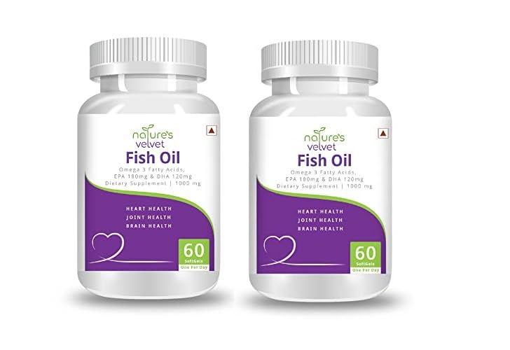 Image of Natures Velvet Lifecare Fish Oil Omega 3, 60 Softgels, 1000mg, Most Potent with More Omega 3 Content - Pack of 2