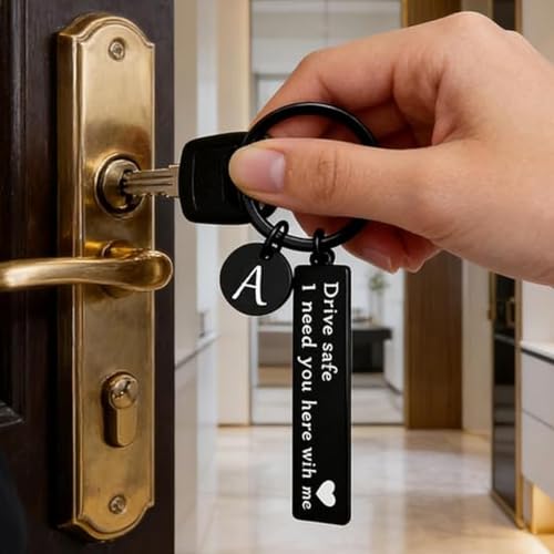 Image of drive safe keychain for him key rings for her men boyfriend