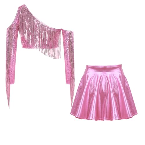 Disfraz de niño niña metálico brillante rosa talla 12 años miniatura 6