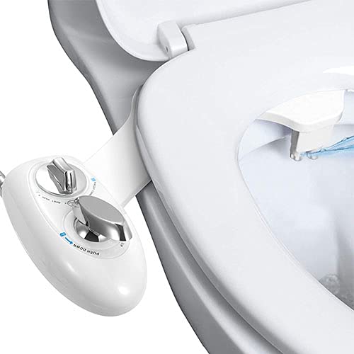 iMounTEK Fresh Cold Water Spray Bidet, Self-Cleaning Dual Nozzle Bidet, Water Pressure Control Handle & Mode Switch, Frontal Rear/Feminine Wash, Non-Electric Mechanical Toilet Seat Cover Attachment