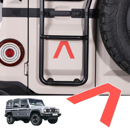 Image of Car Trunk Door Inverted Letter A Sticker Compatible with Ineos Grenadier 2020-2024 Trunk Door Decorative Stickers Tailgate Side V-Shaped Stickers Accessories (Red)