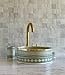 MIRATILE Handmade Moroccan Basin Ceramic Sink, Sink Bowl with Brass Rim Edge, Handwash Countertop Vanity Basin, Farmhouse Bathroom vanity Basin, Hand Painted Wash Basin Sink with 2 Gifts (8